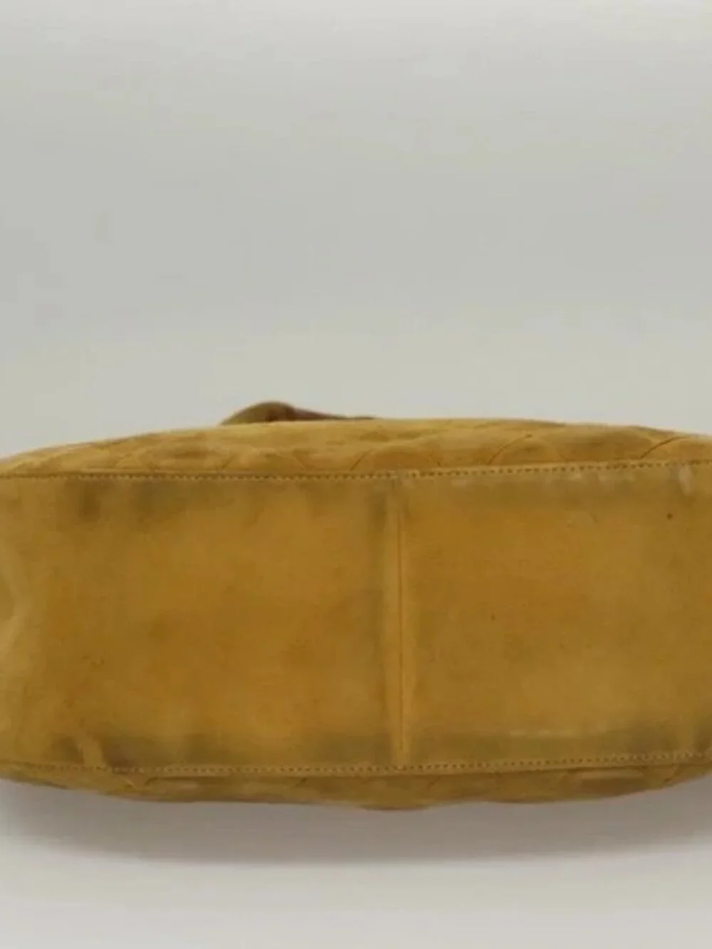CHANEL Matelasse Hand Bag Suede Yellow CC Auth bs24019